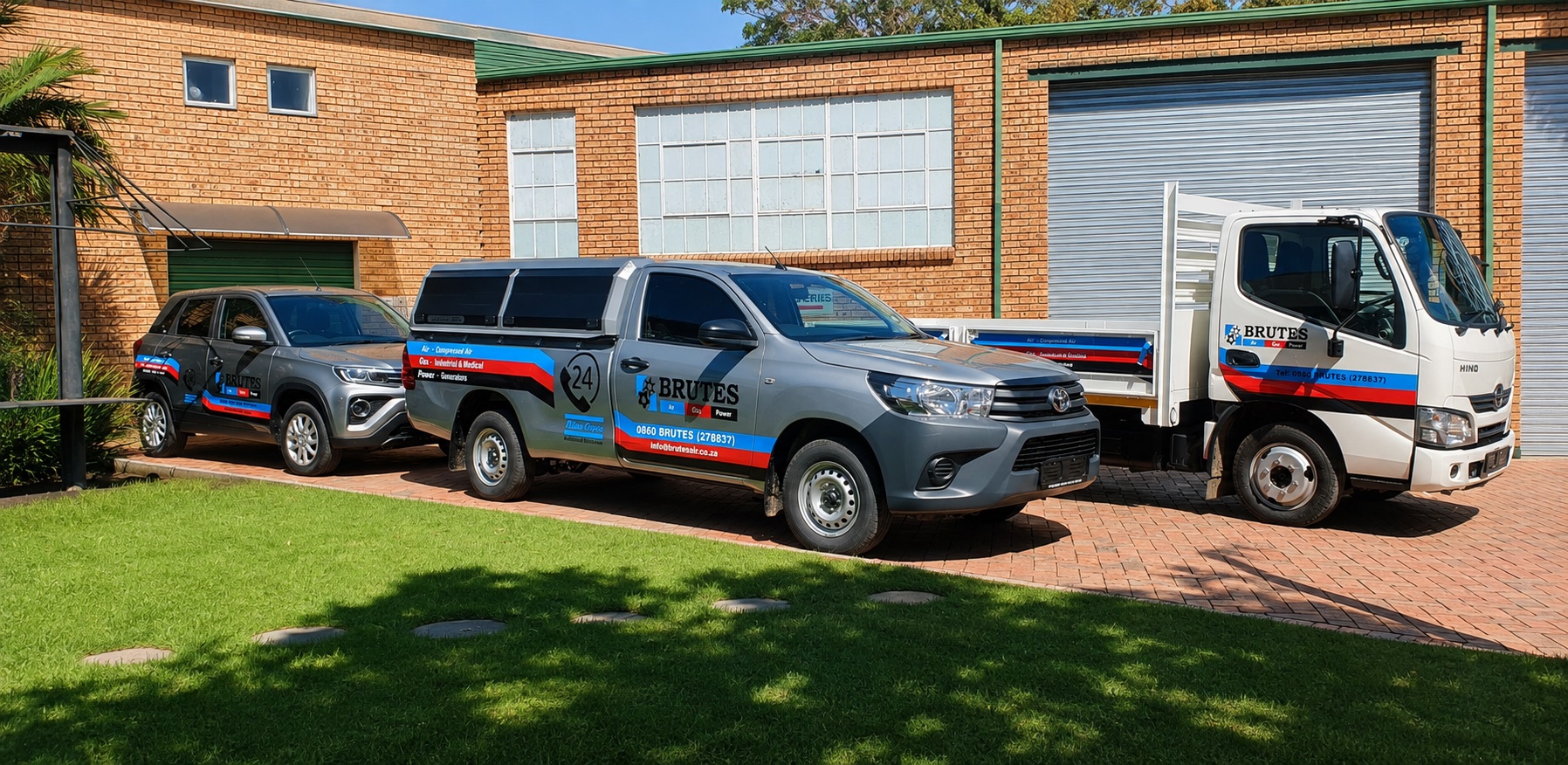 Brutes commercial vehicles displaying coordinated fleet branding.