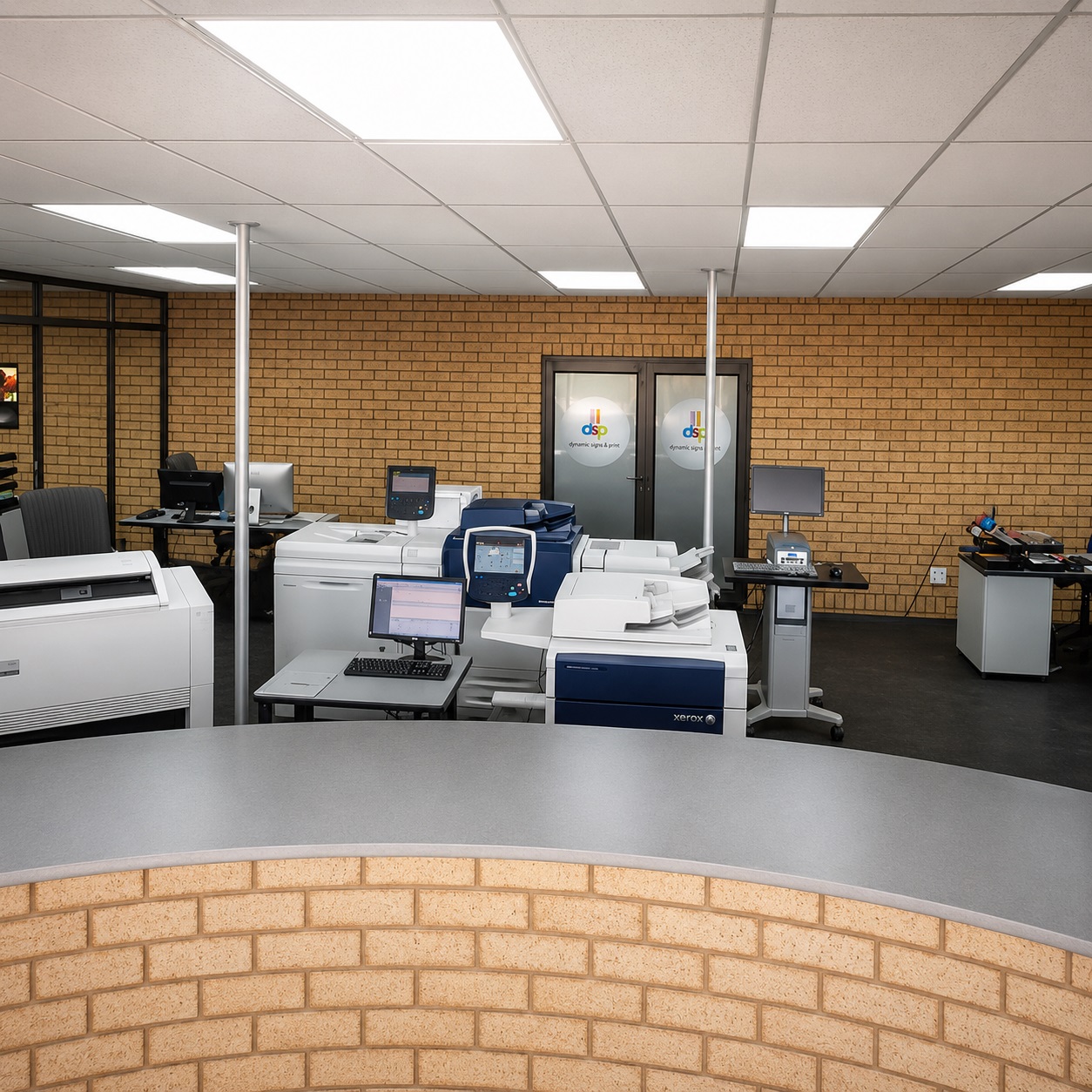Digital printing and finishing equipment inside the Dynamic Signs & Print production facility in Springs, Gauteng.