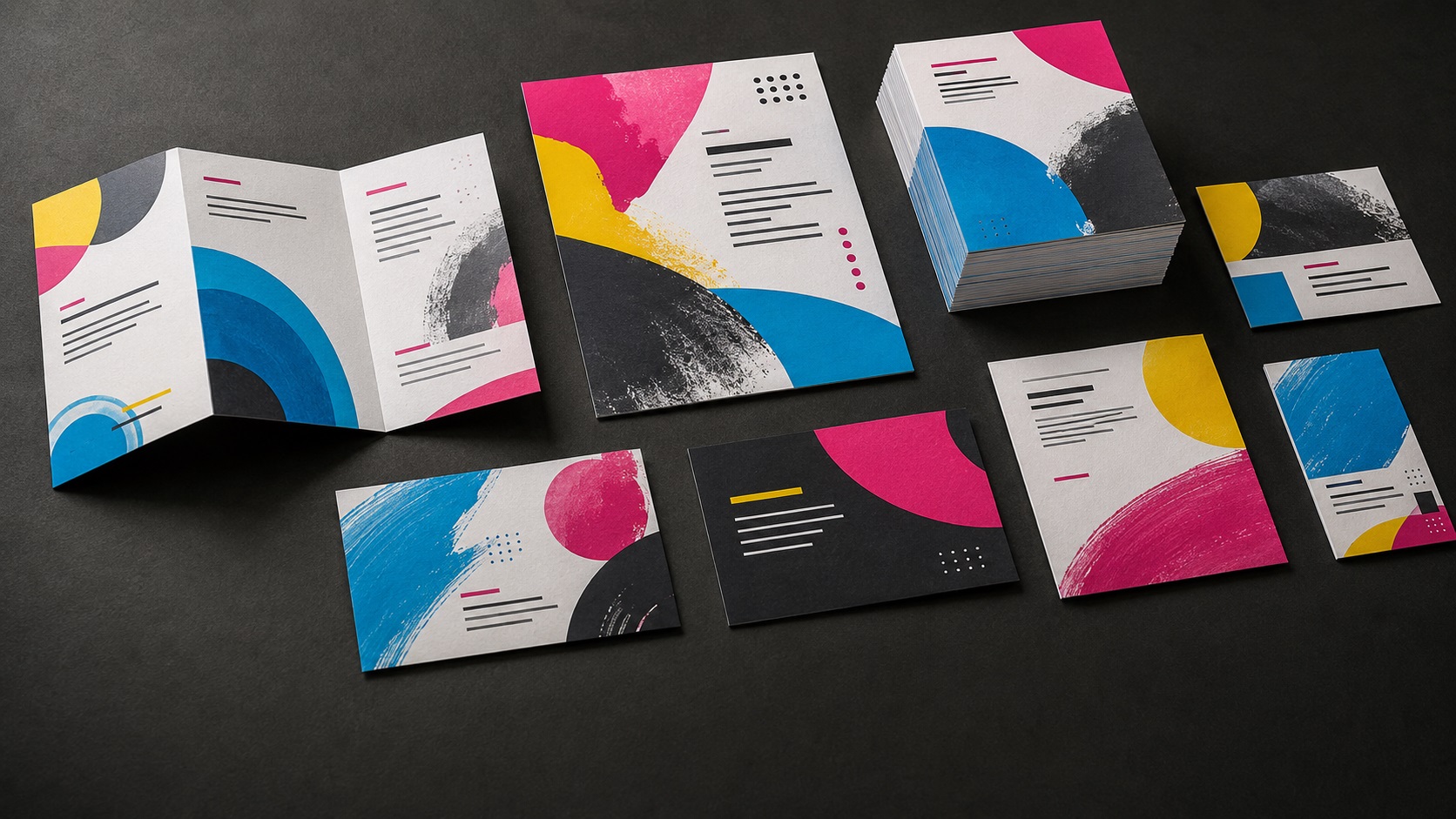 Full-colour printed sheets with registration marks prepared for precision trimming and finishing