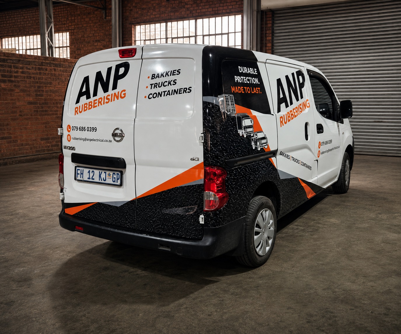 ANP Rubberising commercial van branded by Dynamic Signs & Print