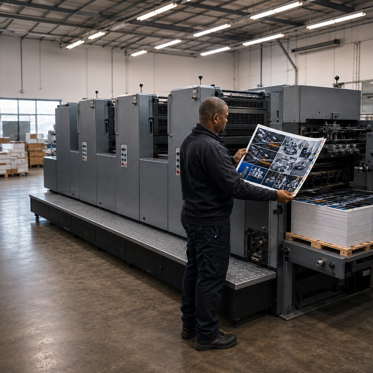 Sheet-fed lithographic printing at Dynamic Signs and Print in Springs, Gauteng